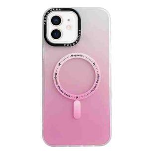For iPhone 12 MagSafe IMD Gradient PC Hybrid TPU Phone Case(Pink)