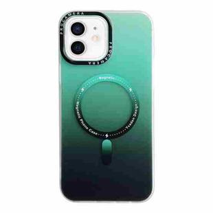 For iPhone 12 mini MagSafe IMD Gradient PC Hybrid TPU Phone Case(Green)