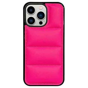 For iPhone 12 Pro Big Hole Eiderdown Airbag Phone Case(Rose Red)