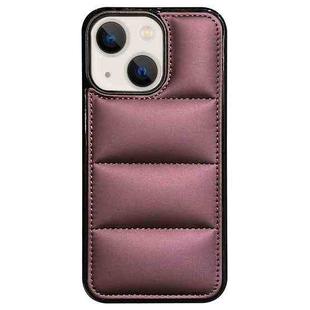 For iPhone 15 Big Hole Eiderdown Airbag Phone Case(Wine Red)