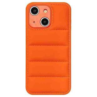 For iPhone 15 Fine Hole Eiderdown Airbag Phone Case(Orange)