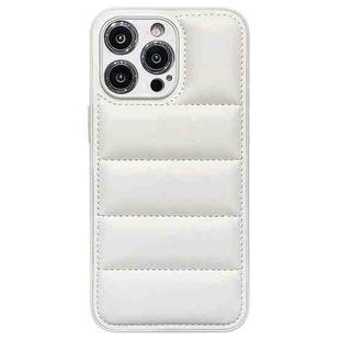 For iPhone 15 Pro Fine Hole Eiderdown Airbag Phone Case(White)