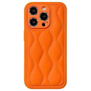 For iPhone 15 Pro Fine Hole 8-shaped Texture Eiderdown Airbag Phone Case(Orange)