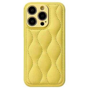 For iPhone 15 Pro Fine Hole 8-shaped Texture Eiderdown Airbag Phone Case(Yellow)