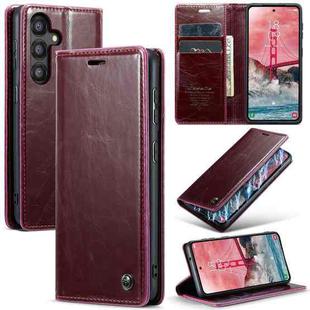 For Samsung Galaxy A55 5G CaseMe 003 Crazy Horse Texture Flip Leather Phone Case(Mulberry Red)