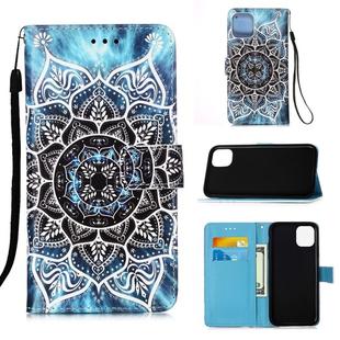 For iPhone 12 / 12 Pro Painted Flat Texture Leather Case with Lanyard & Card Slot & Wallet & Holder(Undersea Mandala)