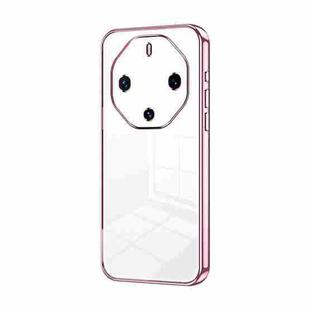 For Huawei Mate 60 RS Ultimate Transparent Plating Fine Hole Phone Case(Pink)