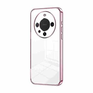 For Huawei Mate 60 Pro / 60 Pro+ Transparent Plating Fine Hole Phone Case(Pink)
