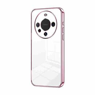 For Huawei Mate 60 Transparent Plating Fine Hole Phone Case(Pink)