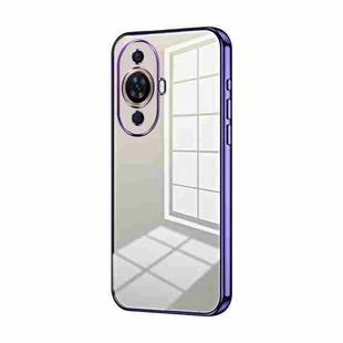 For Huawei nova 11 Transparent Plating Fine Hole Phone Case(Purple)