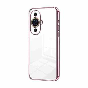 For Huawei nova 11 Transparent Plating Fine Hole Phone Case(Pink)