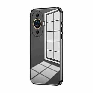 For Huawei nova 11 Transparent Plating Fine Hole Phone Case(Black)