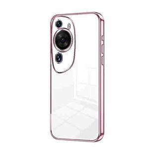 For Huawei P60 Art Transparent Plating Fine Hole Phone Case(Pink)