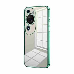 For Huawei P60 Art Transparent Plating Fine Hole Phone Case(Green)