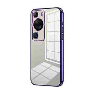 For Huawei P60 / P60 Pro Transparent Plating Fine Hole Phone Case(Purple)