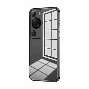 For Huawei P60 / P60 Pro Transparent Plating Fine Hole Phone Case(Black)