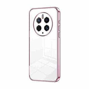 For Huawei Mate 50 Pro Transparent Plating Fine Hole Phone Case(Pink)