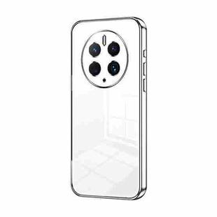 For Huawei Mate 50 Pro Transparent Plating Fine Hole Phone Case(Silver)