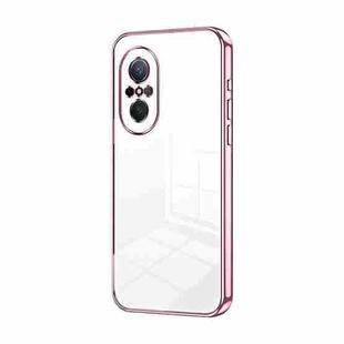 For Huawei nova 9 SE Transparent Plating Fine Hole Phone Case(Pink)