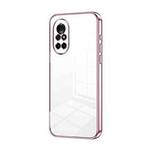 For Huawei nova 8 4G / 5G Transparent Plating Fine Hole Phone Case(Pink)