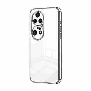 For Huawei P50 Pro Transparent Plating Fine Hole Phone Case(Silver)