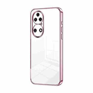 For Huawei P50 Transparent Plating Fine Hole Phone Case(Pink)