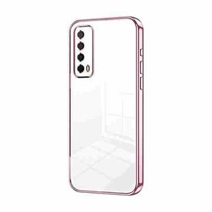 For Huawei Enjoy 20 SE / Y7a Transparent Plating Fine Hole Phone Case(Pink)