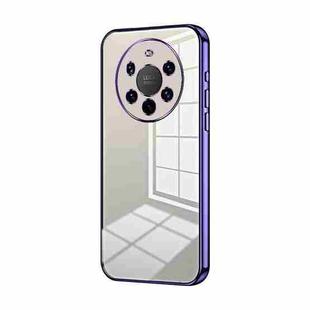 For Huawei Mate 40 Pro+ Transparent Plating Fine Hole Phone Case(Purple)