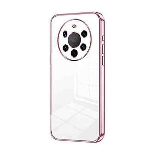 For Huawei Mate 40 Pro+ Transparent Plating Fine Hole Phone Case(Pink)