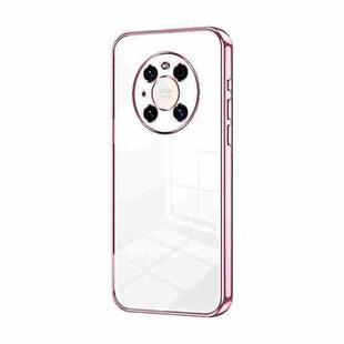 For Huawei Mate 40 Pro Transparent Plating Fine Hole Phone Case(Pink)