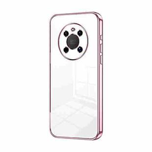 For Huawei Mate 40 Transparent Plating Fine Hole Phone Case(Pink)