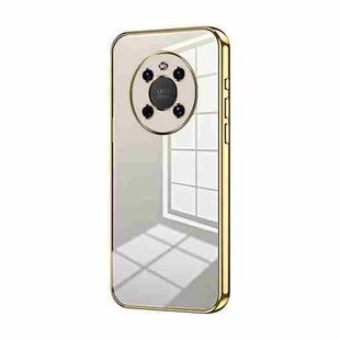 For Huawei Mate 40 Transparent Plating Fine Hole Phone Case(Gold)