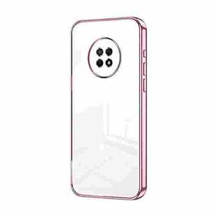 For Huawei Enjoy 20 Plus Transparent Plating Fine Hole Phone Case(Pink)