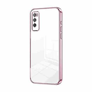 For Huawei Enjoy 20 Pro / Enjoy Z 5G Transparent Plating Fine Hole Phone Case(Pink)