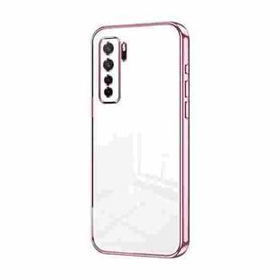 For Huawei nova 7 SE / P40 lite 5G Transparent Plating Fine Hole Phone Case(Pink)