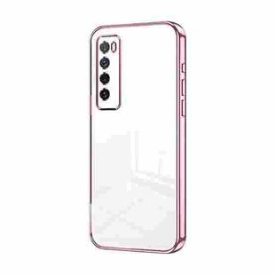 For Huawei nova 7 Transparent Plating Fine Hole Phone Case(Pink)