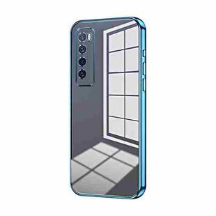 For Huawei nova 7 Transparent Plating Fine Hole Phone Case(Blue)