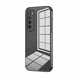 For Huawei nova 7 Transparent Plating Fine Hole Phone Case(Black)