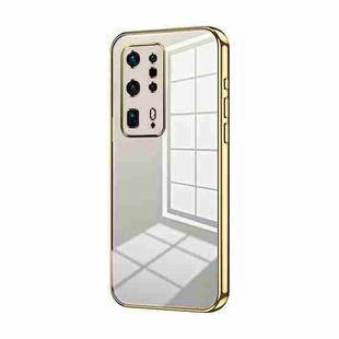 For Huawei P40 Pro+ Transparent Plating Fine Hole Phone Case(Gold)