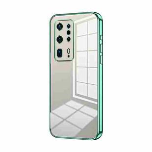 For Huawei P40 Pro+ Transparent Plating Fine Hole Phone Case(Green)