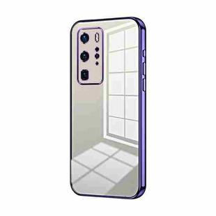 For Huawei P40 Pro Transparent Plating Fine Hole Phone Case(Purple)