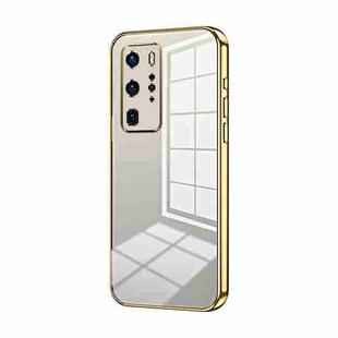 For Huawei P40 Pro Transparent Plating Fine Hole Phone Case(Gold)