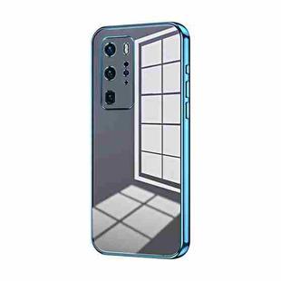 For Huawei P40 Pro Transparent Plating Fine Hole Phone Case(Blue)
