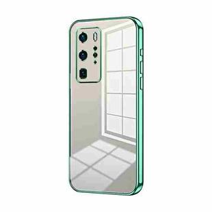 For Huawei P40 Pro Transparent Plating Fine Hole Phone Case(Green)