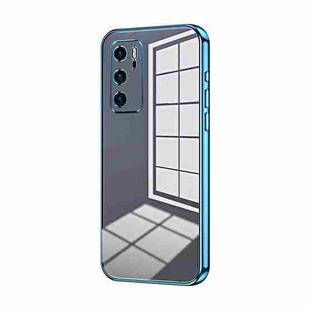 For Huawei P40 Transparent Plating Fine Hole Phone Case(Blue)