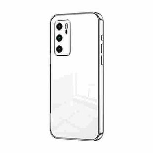 For Huawei P40 Transparent Plating Fine Hole Phone Case(Silver)