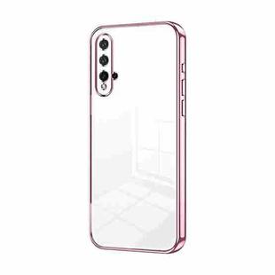 For Huawei nova 5 Pro Transparent Plating Fine Hole Phone Case(Pink)