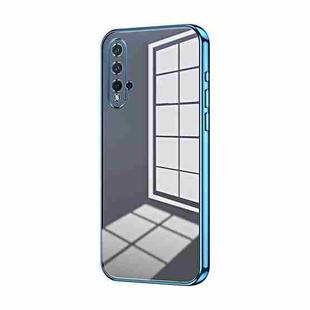 For Huawei nova 5 Pro Transparent Plating Fine Hole Phone Case(Blue)