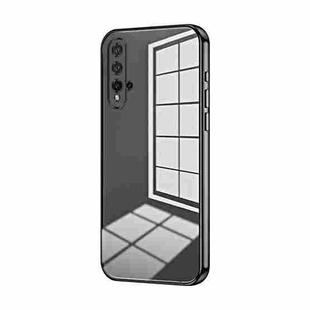For Huawei nova 5 Pro Transparent Plating Fine Hole Phone Case(Black)