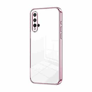 For Huawei nova 5 Transparent Plating Fine Hole Phone Case(Pink)